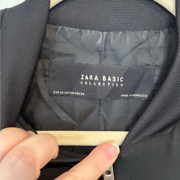 Zara Women's Black Bomber Jacket with Silver Accents - Picture 2 of 4